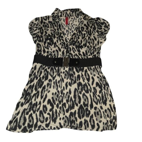 Y2K FASHION LEOPARD SHIRT WITH BELT Womens Small HeartSoul - Picture 1 of 8